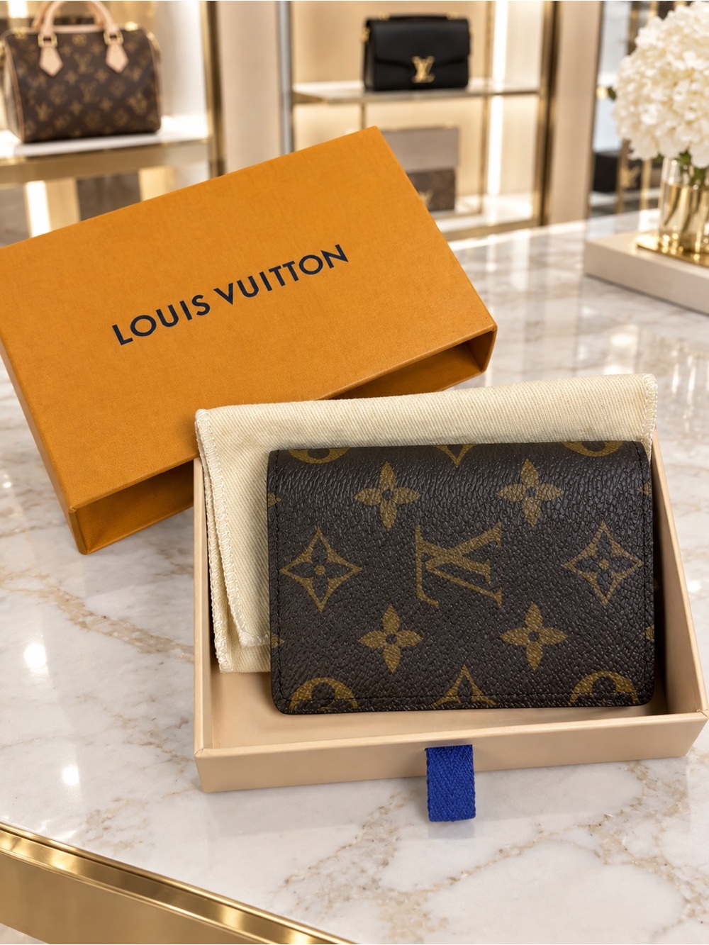 Like New Louis Vuitton Monogram Pocket Organizer Wallet Card Holder w/ Microchip